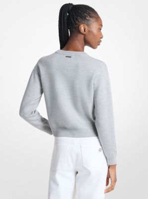 Embellished Logo Cotton Blend Sweater