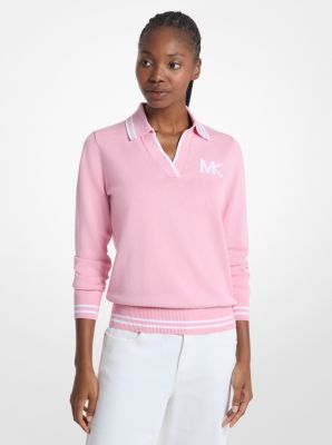 Cotton Blend Polo Sweater