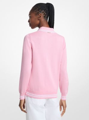 Cotton Blend Polo Sweater