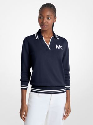 Cotton Blend Polo Sweater