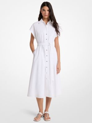 Cotton Poplin Midi Dress in WHITE | Michael Kors
