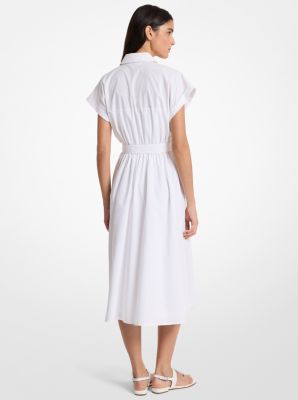 Cotton Poplin Midi Dress in WHITE | Michael Kors