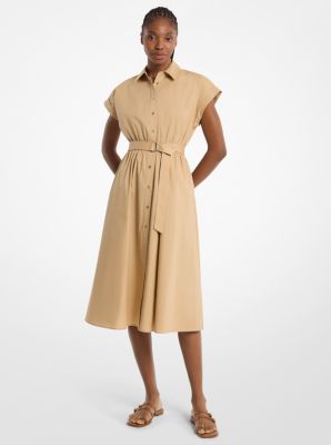 Robe mi-longue en popeline de coton