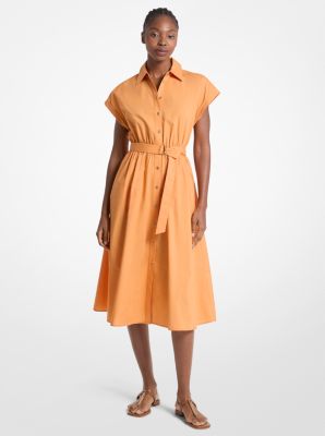 Cotton Poplin Midi Dress in RADIANT ORANGE | Michael Kors