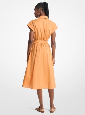 Cotton Poplin Midi Dress in RADIANT ORANGE | Michael Kors