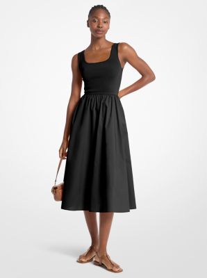 Viscose Blend Midi Dress in BLACK | Michael Kors