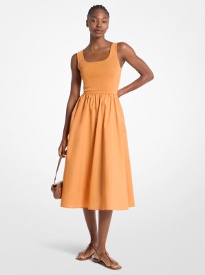 Viscose Blend Midi Dress in RADIANT ORANGE | Michael Kors