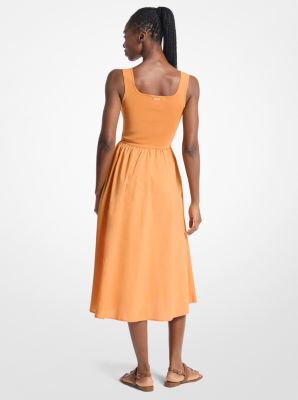Viscose Blend Midi Dress in RADIANT ORANGE | Michael Kors