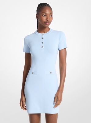 Viscose Blend Mini Dress in PASTEL BLUE | Michael Kors