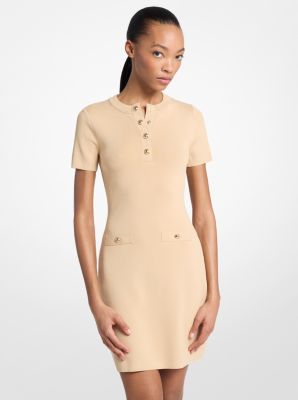 Viscose Blend Mini Dress in BUFF | Michael Kors