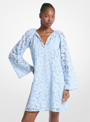 Studded Corded Floral Lace Dress in PASTEL BLUE | Michael Kors