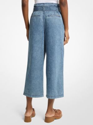 Denim Cropped Paperbag Pants
