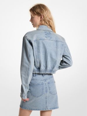 Crystal Embellished Stretch Denim Jacket image number 1