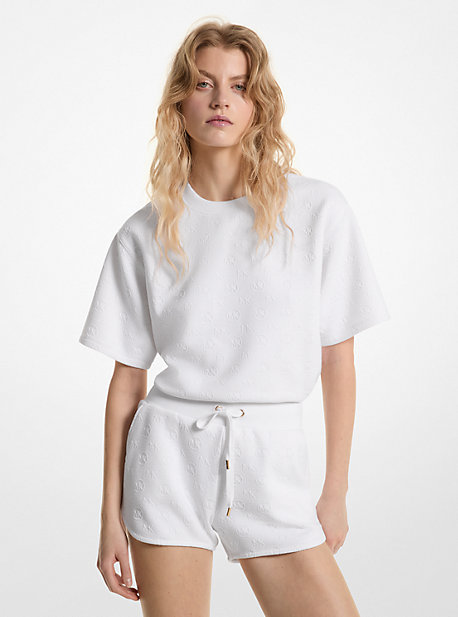 Michael Kors Logo Jacquard Knit Shorts In White