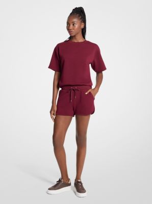 Short en tricot jacquard &agrave; logo in MERLOT | Michael Kors
