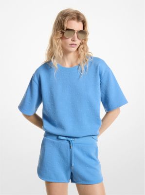 Michael Kors Logo Jacquard Knit Shorts In Blue