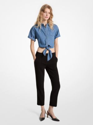 Chemise en denim jacquard à logo avec nœud à l’avant