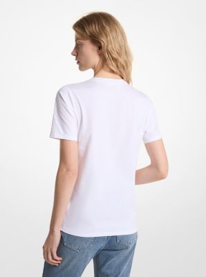Sequined Cherry Organic Cotton Jersey T-Shirt