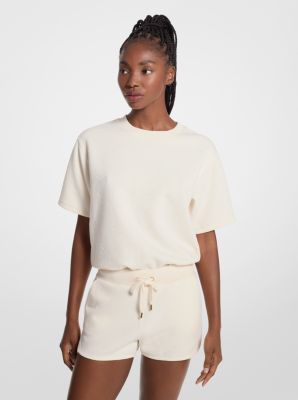 【KOOLOSET】Heart Lettering Short Sleeve Knit Logo Jacquard Knit Short-Sleeve Sweatshirt | Michael Kors [US]