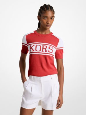 KORS Cotton Blend Short-Sleeve Sweater