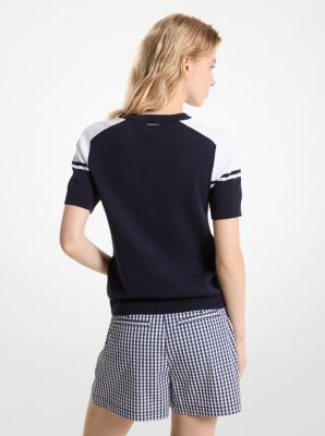 KORS Cotton Blend Short-Sleeve Sweater image number 1