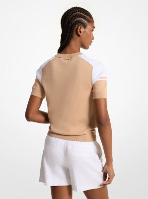 KORS Cotton Blend Short-Sleeve Sweater