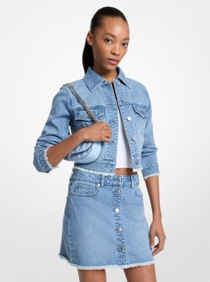 Veste courte en denim effiloché