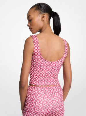 Logo Print Stretch Knit Cropped Tank Top image number 1