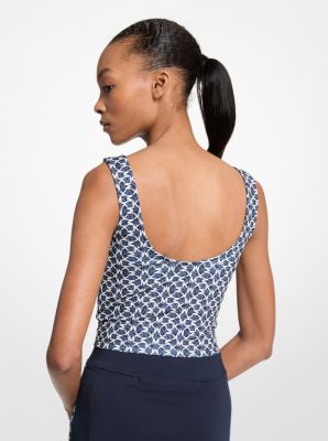 Logo Print Stretch Knit Cropped Tank Top image number 1