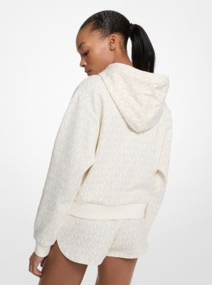 Signature Logo Cotton Blend Cropped Hoodie