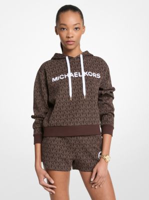 Signature Logo Cotton Blend Cropped Hoodie