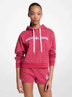 Signature Logo Cotton Blend Cropped Hoodie