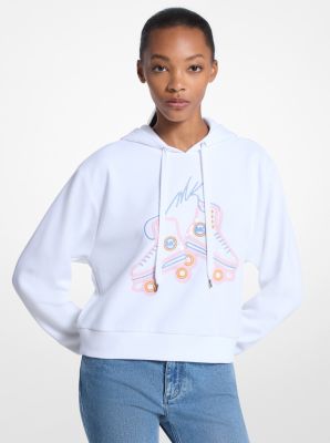 Sequined Graphic Cotton Blend Hoodie