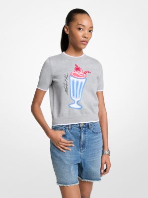 Graphic Knit Short-Sleeve Sweater image number 0
