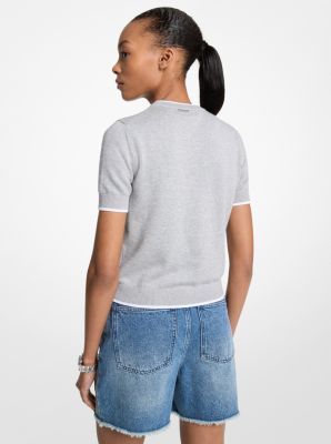 Graphic Knit Short-Sleeve Sweater image number 1