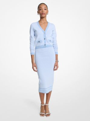 Michael Kors Tile Jacquard Midi Skirt In Blue