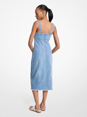 Robe mi-longue en denim effiloché