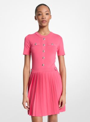 Mini-robe en tricot extensible à plis