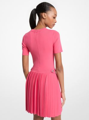 Mini-robe en tricot extensible à plis