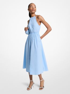 Embellished Stretch Cotton Midi Dress