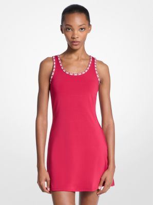 Logo Trim Stretch Knit Dress