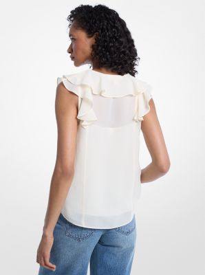 Ruffled Georgette Blouse in BONE | Michael Kors