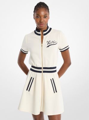 Cotton Blend Zip-Up Mini Dress