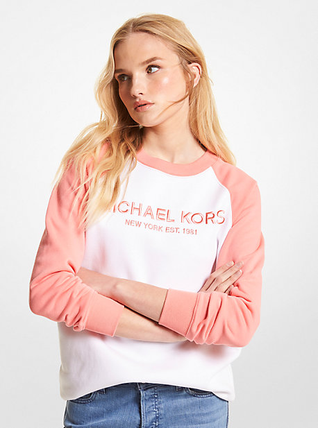 마이클 마이클 코어스 티셔츠 Michael Michael Kors Logo Color-Block Cotton Blend Sweatshirt