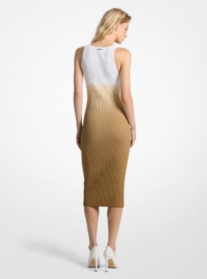 Vestido de viscosa elástica acanalada con diseño ombré