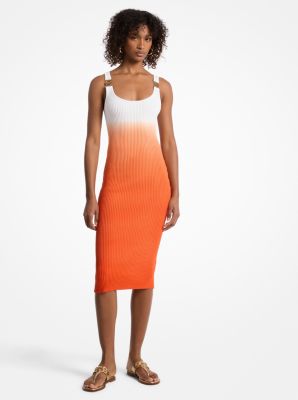 Vestido de viscosa elástica acanalada con diseño ombré