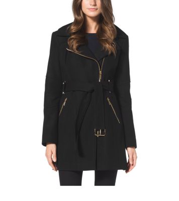 Asymmetrical-Zip Wool-Blend Coat | Michael Kors