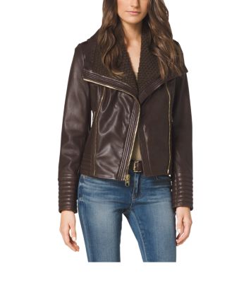 Asymmetric-Zip Leather Jacket | Michael Kors