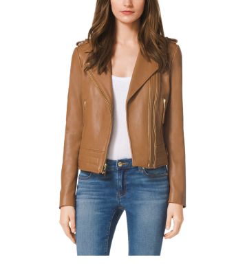 Michael kors zip front leather jacket new arrivals