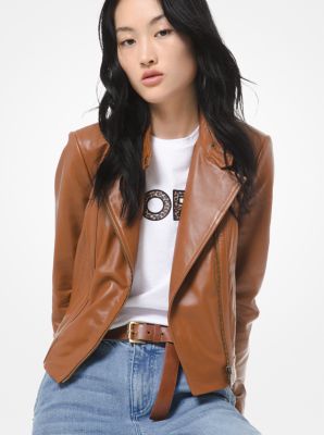 michael kors leather moto jacket women's